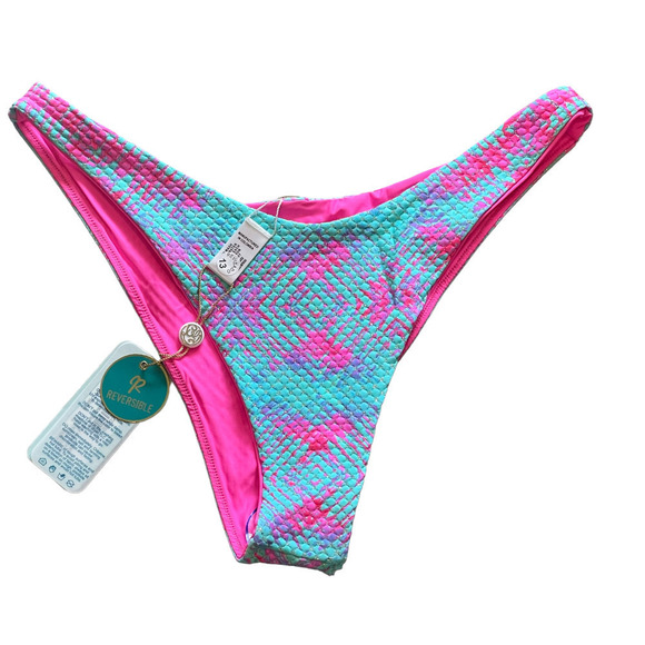 luli fame Women's Multicolor Shock Waves High Leg Brazilian Bottom Size L NWT - Picture 8 of 12